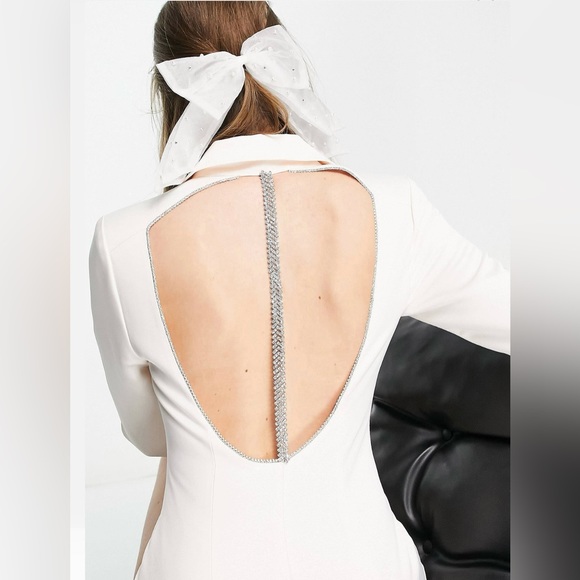 Satin Blazer Dress open back with diamond trim. - Picture 4 of 4